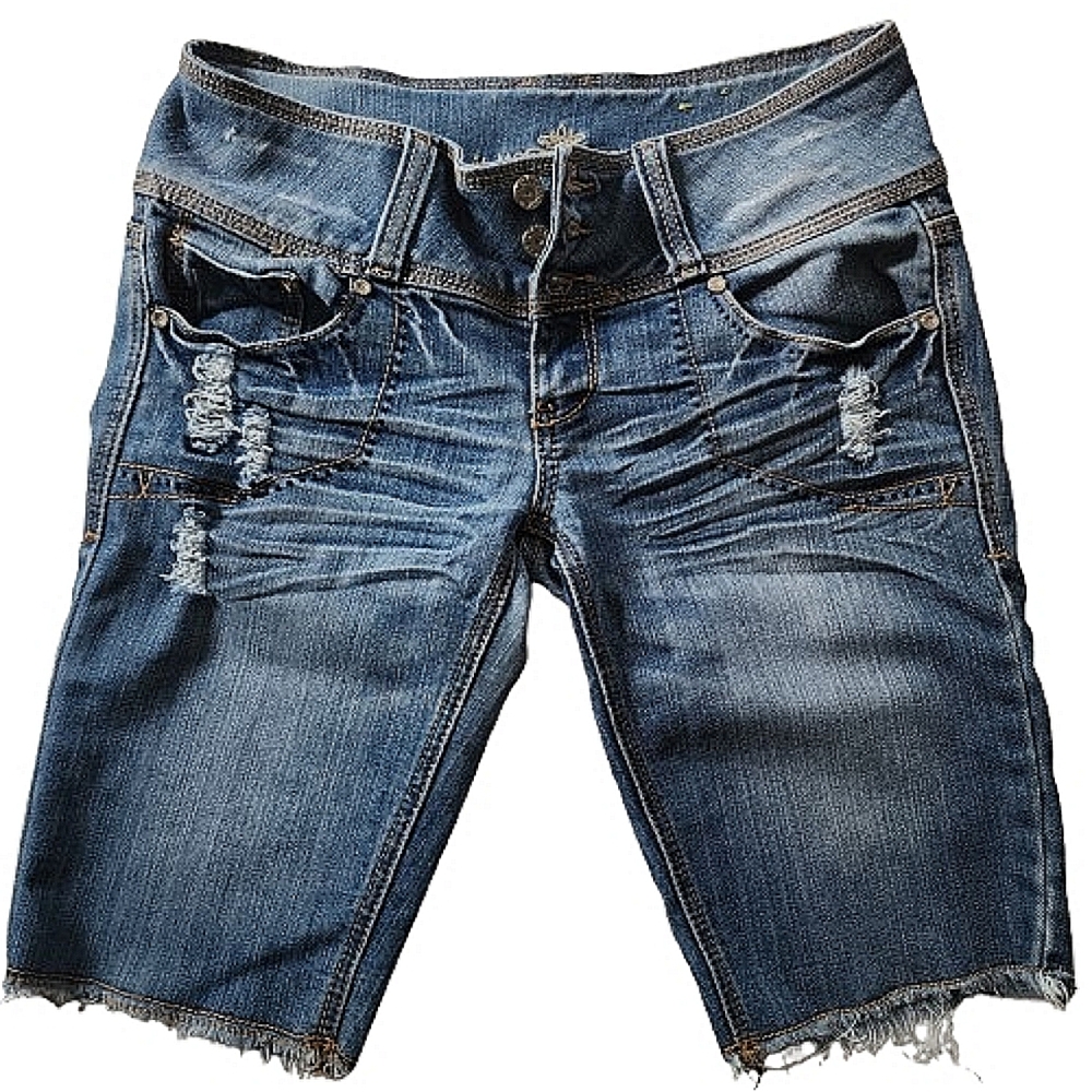 Womens S Almost Famous Grunge Distressed Button Front Cutoff Jean Shorts